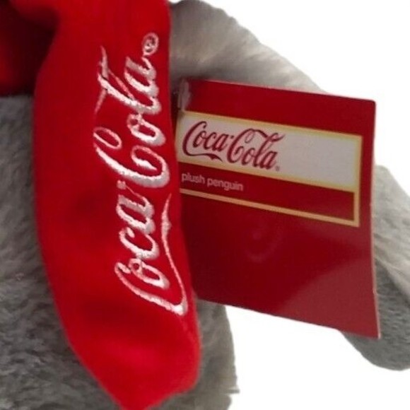 NEW Coca Cola Penguin w/ Coke Red Scarf Ear Muff Plush Stuffed Bean Bag 2015 NOS - Picture 4 of 13